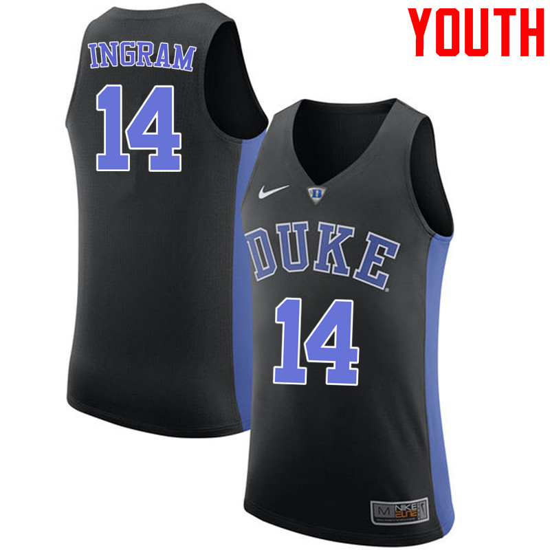 Youth #14 Brandon Ingram Duke Blue Devils College Basketball Jerseys-Black - Click Image to Close